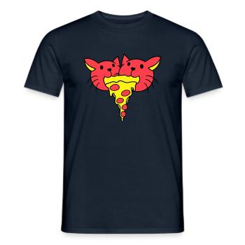 2 Chats Nourriture Salami Pizza Restauration rapide Hunger Team - T-shirt homme - marine - Devant - AI Model Male 178 light (178cm)
