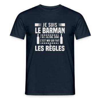 Je suis le barman humour alcool règles drôles - T-shirt homme - marine - Devant - AI Model Male 178 light (178cm)