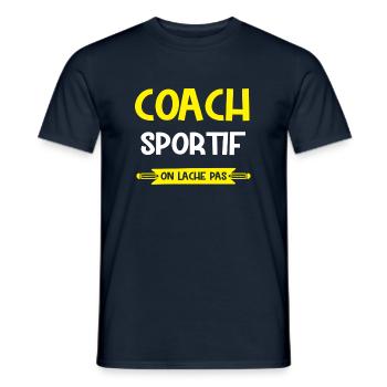 Coach sportif humour sport drôle musculation - T-shirt homme - marine - Devant - AI Model Male 178 light (178cm)