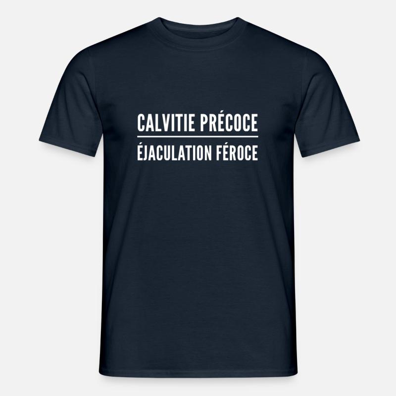 Calvitie précoce éjaculation féroce humour chauve - T-shirt homme - marine