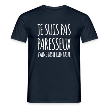 Je suis pas paresseux humour cadeau famille ado - T-shirt homme - marine - Devant - AI Model Male 178 light (178cm)