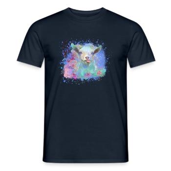 goat, pastel, head, painting, graffiti - Men's T-Shirt - navy - Front - AI Model Male 178 light (178cm)