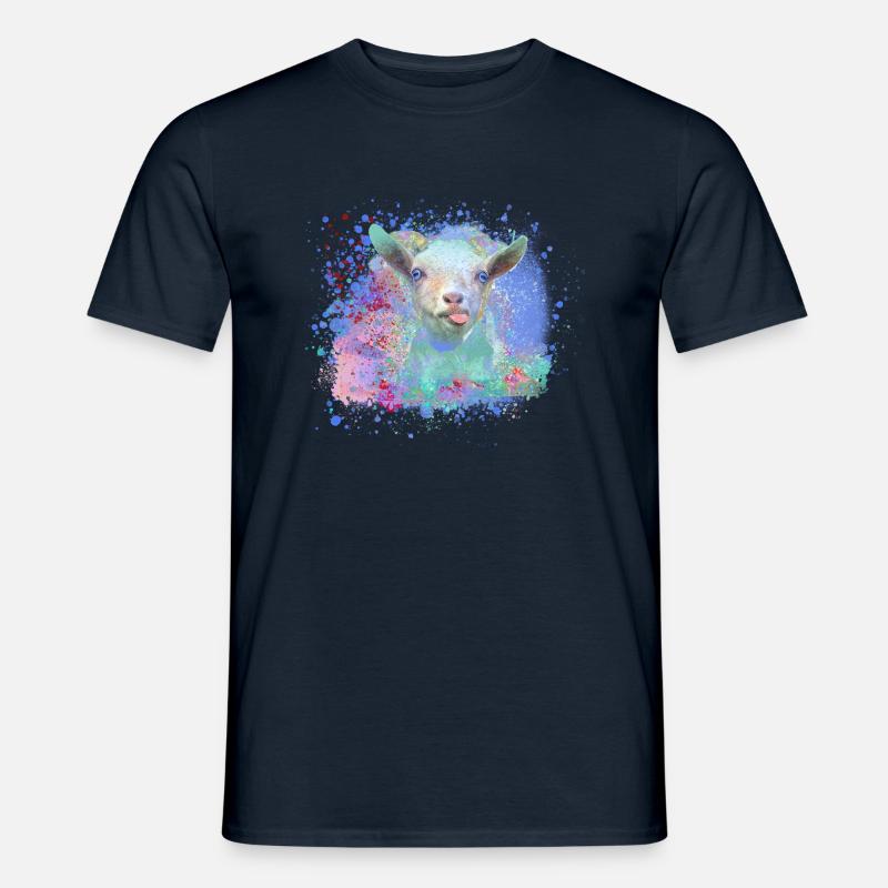 ziege,pastell, kopf, malerei, graffiti - Männer T-Shirt - Navy