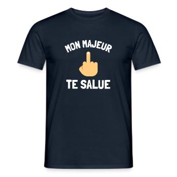 Mon majeur te salue humour doigt d'honneur - T-shirt homme - marine - Devant - AI Model Male 178 light (178cm)