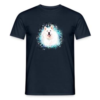 Samojede, Akita, Husky,chien, race de chien, graffiti - T-shirt homme - marine - Devant - AI Model Male 178 light (178cm)