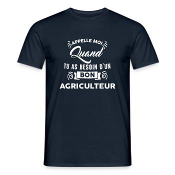tee shirt humoristique agriculteur - T-shirt homme - marine - Devant - AI Model Male 178 light (178cm)