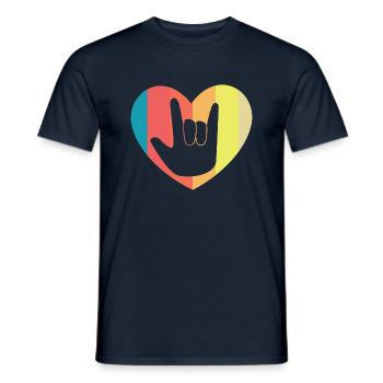 Sign Languege Heart Love Vintage - Men's T-Shirt - navy - Front - AI Model Male 178 light (178cm)
