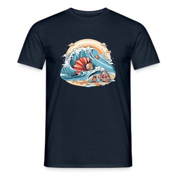 Shells in the waves - Men's T-Shirt - navy - Front - AI Model Male 178 light (178cm)