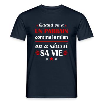 Quand on a un parrain, idée cadeau parrain - T-shirt homme - marine - Devant - AI Model Male 178 light (178cm)
