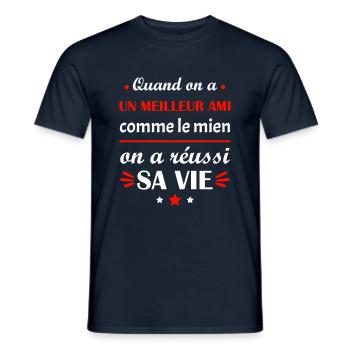 Quand on a un meilleur ami, amitié, best friends - T-shirt homme - marine - Devant - AI Model Male 178 light (178cm)