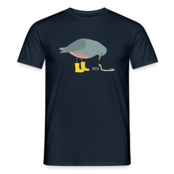 Taube mit Wurm - Männer T-Shirt - Navy - Vorne - AI Model Male 178 light (178cm)