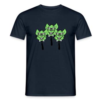 3 Clever Nerd Cats Horn-Rimmed Glasses Geek Tie Fun - Men's T-Shirt - navy - Front - AI Model Male 178 light (178cm)