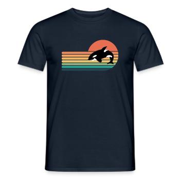 Orca Retro Stil Männer Frauen Neuheit Vintage Lustig - Männer T-Shirt - Navy - Vorne - AI Model Male 178 light (178cm)