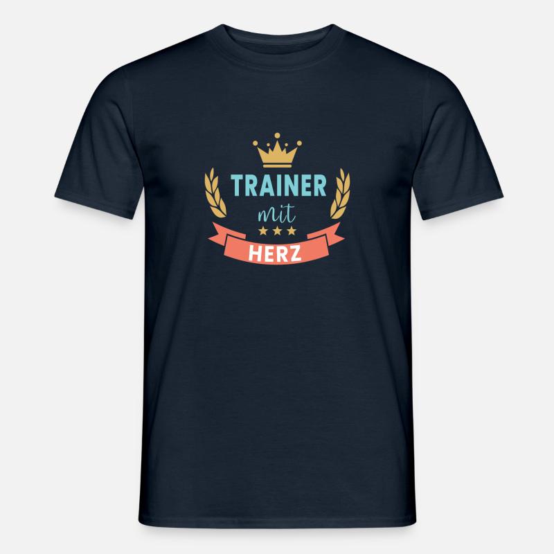 TRAINER MIT HERZ! Krone & Kranz - Männer T-Shirt - Navy