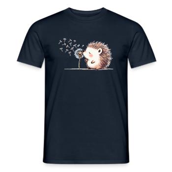 Igel mit Pusteblume - Männer T-Shirt - Navy - Vorne - AI Model Male 178 light (178cm)