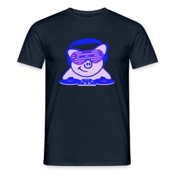 cochon mixeur DJ Cool Piggy Musique de fête - T-shirt homme - marine - Devant - AI Model Male 178 light (178cm)