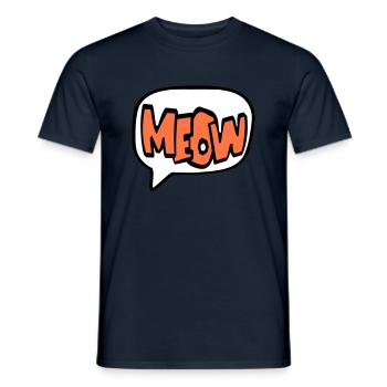 Meow Katze Miau Buchstaben Sprechblase Text Zitat - Männer T-Shirt - Navy - Vorne - AI Model Male 178 light (178cm)