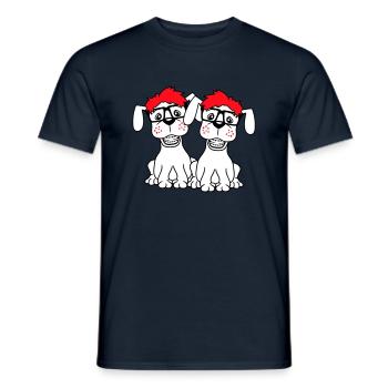 2 Hunde Nerd Hornbrille Geek Zahnspange Schlau - Männer T-Shirt - Navy - Vorne - AI Model Male 178 light (178cm)