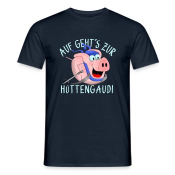 Hüttengaudi - Pistensau - Men's T-Shirt - navy - Front - AI Model Male 178 light (178cm)