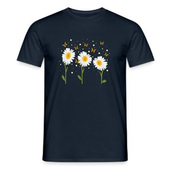 Margeriten, Schmetterlinge - Männer T-Shirt - Navy - Vorne - AI Model Male 178 light (178cm)