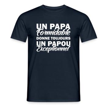 un Papa Formidable donne un Papou Exceptionnel - T-shirt homme - marine - Devant - AI Model Male 178 light (178cm)