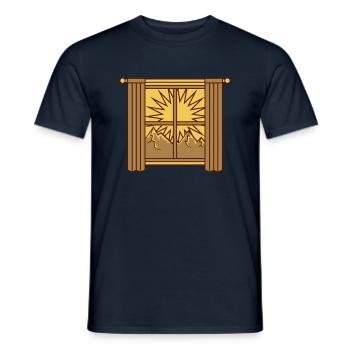 Aussicht Berge Fenster Vorhang - Männer T-Shirt - Navy - Vorne - AI Model Male 178 light (178cm)