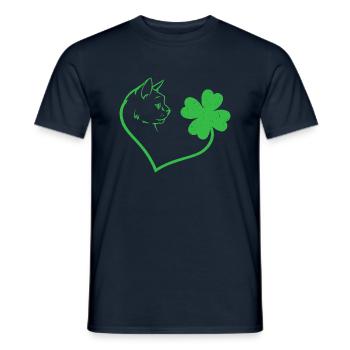 Chat Cloverleaf Coeur Porte-bonheur - T-shirt homme - marine - Devant - AI Model Male 178 light (178cm)