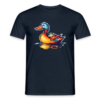 8 bit pixel duck swimming in the water - Men's T-Shirt - navy - Front - AI Model Male 178 light (178cm)