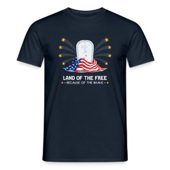Land of the Free,Because of the Brave - T-shirt homme - marine - Devant - AI Model Male 178 light (178cm)