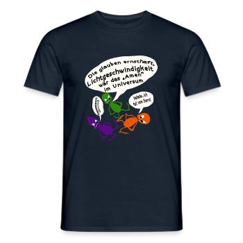 Ist Lichtgeschwindigkeit das Amen im Universum? - Männer T-Shirt - Navy - Vorne - AI Model Male 178 light (178cm)