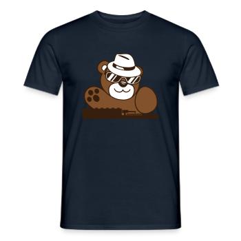 drôle DJ ours en peluche mixer musique de fête cool - T-shirt homme - marine - Devant - AI Model Male 178 light (178cm)