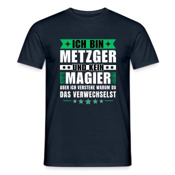 Ich bin Metzger und kein Magier - Männer T-Shirt - Navy - Vorne - AI Model Male 178 light (178cm)