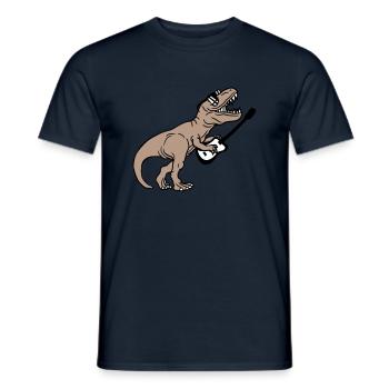DJ Dino T-Rex Dinosaurier Gitarre Spielen Party - Männer T-Shirt - Navy - Vorne - AI Model Male 178 light (178cm)
