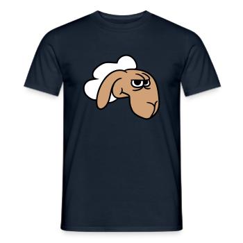 Sheep looks skeptical, critical, suspicious stares - Men's T-Shirt - navy - Front - AI Model Male 178 light (178cm)