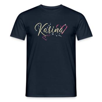 Karina Name Vorname Kalligrafieherz - Männer T-Shirt - Navy - Vorne - AI Model Male 178 light (178cm)