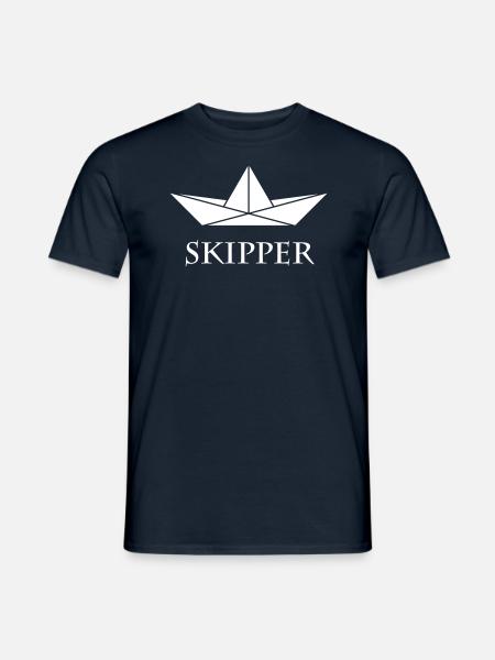 Skipper (Kapitän / Papierschiffchen) - Männer T-Shirt - Navy