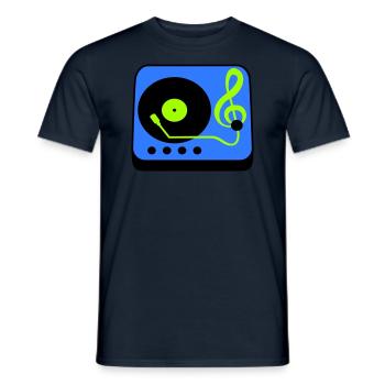 Music clef note mixer party vinyl - Men's T-Shirt - navy - Front - AI Model Male 178 light (178cm)