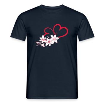 Herzblume,herz,blume, - Männer T-Shirt - Navy - Vorne - AI Model Male 178 light (178cm)