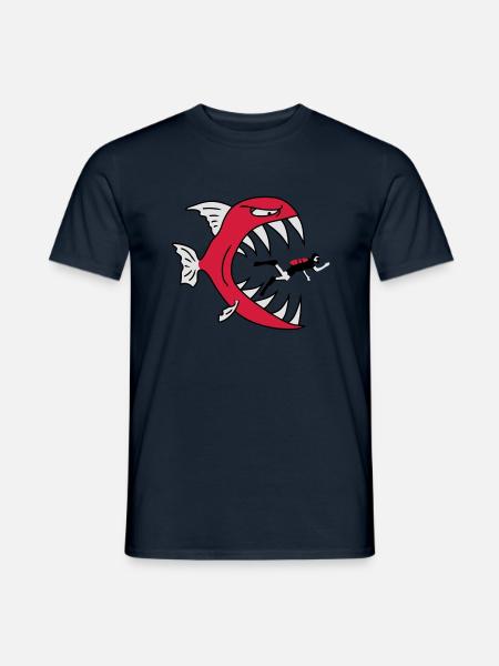 Monster Fish Eats Diver - Men's T-Shirt - navy