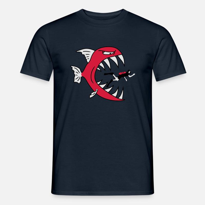 Monster Fish Eats Diver - T-shirt homme - marine