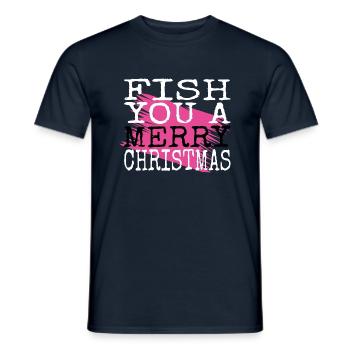 bass fishing funny dinosaur tshirt axie couples - Männer T-Shirt - Navy - Vorne - AI Model Male 178 light (178cm)