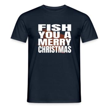 Tournois de pêche Cadeau de Noël mignon - T-shirt homme - marine - Devant - AI Model Male 178 light (178cm)