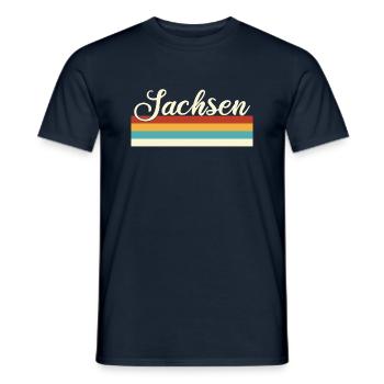 Sachsen - Deutschland - Retro - Vintage - Balken - Männer T-Shirt - Navy - Vorne - AI Model Male 178 light (178cm)