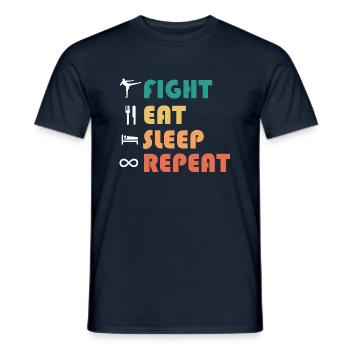 fight, eat, sleep, repeat, sport de combat - T-shirt homme - marine - Devant - AI Model Male 178 light (178cm)