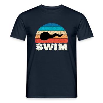 Coucher de soleil rétro vintage - flotteur - T-shirt homme - marine - Devant - AI Model Male 178 light (178cm)