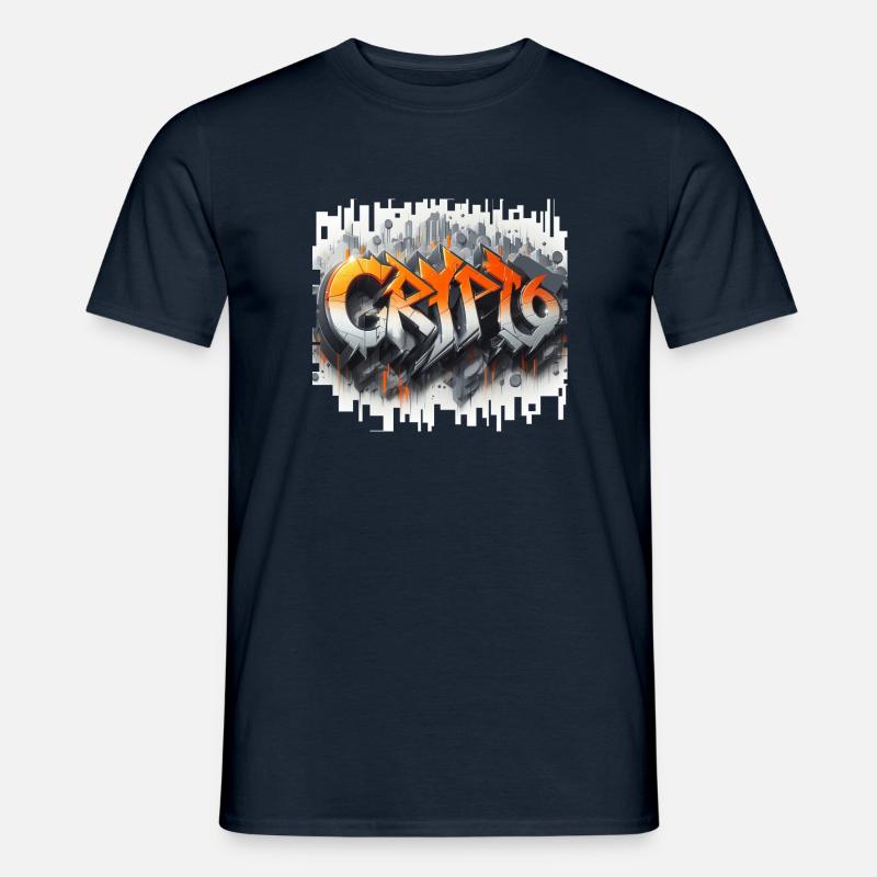 crypto, grafitti text 3D - Männer T-Shirt - Navy