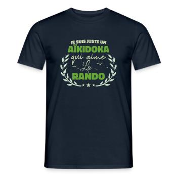 Fier d’être Aïkidoka et Passionné de la Rando - T-shirt homme - marine - Devant - AI Model Male 178 light (178cm)