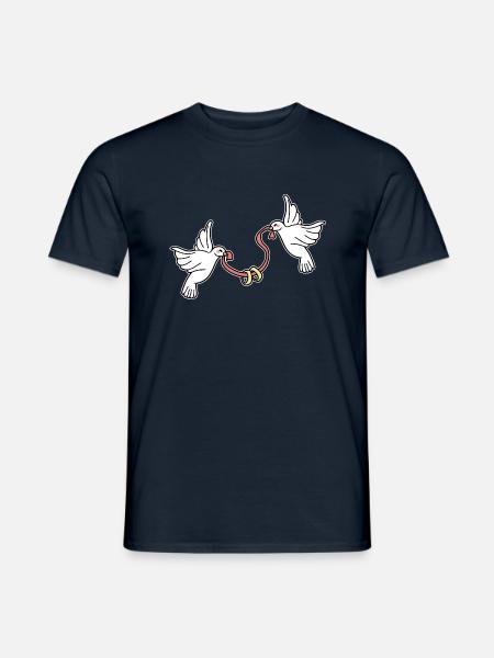 Tauben Hochzeitsringe - Männer T-Shirt - Navy