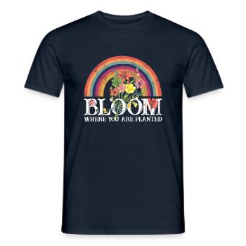 bloom where you are planted Rainbow Blooms - Men's T-Shirt - navy - Front - AI Model Male 178 light (178cm)