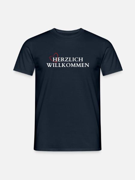 Herzlich Willkommen Herz Liebe - Männer T-Shirt - Navy